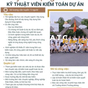 TUYỂN DỤNG KỸ THUẬT VIÊN KIỂM TOÁN DỰ ÁN