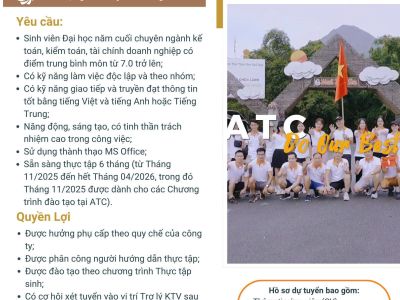 TUYỂN DỤNG THỰC TẬP SINH KIỂM TOÁN 2025 - 2026 (Đợt 2)